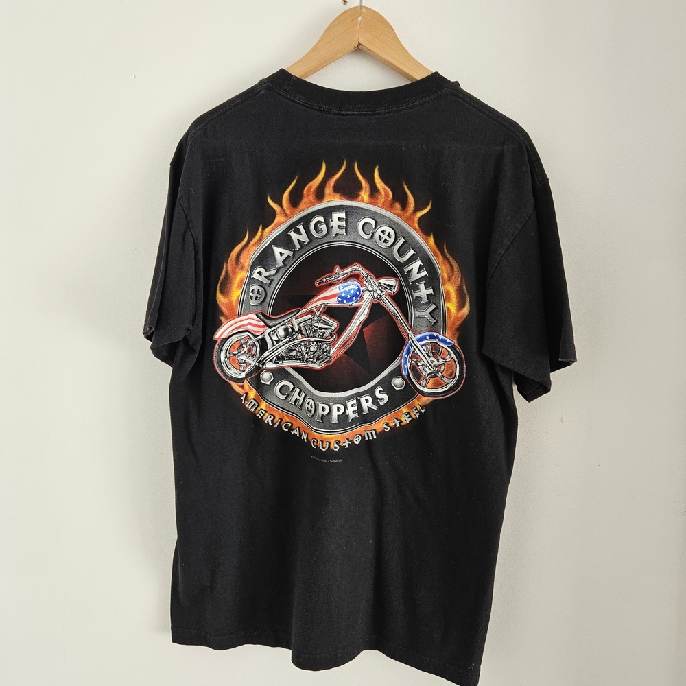 Vintage Orange County Choppers Shirt Mens Large Biker Flames USA 2003